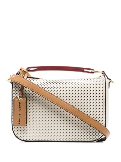 Marc Jacobs The Soft Box 23 Perforated Leather Shoulder Bag In Ivory Multi/gold