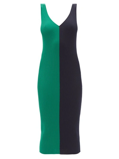 Staud Dana Colorblock Ribbed Body-con Midi Dress In Multi-colour