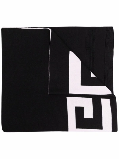 Givenchy Intarsia-knit Logo Wool Scarf In Black