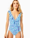 Lilly Pulitzer Delphie Ruffled One-piece Swimsuit In Blue
