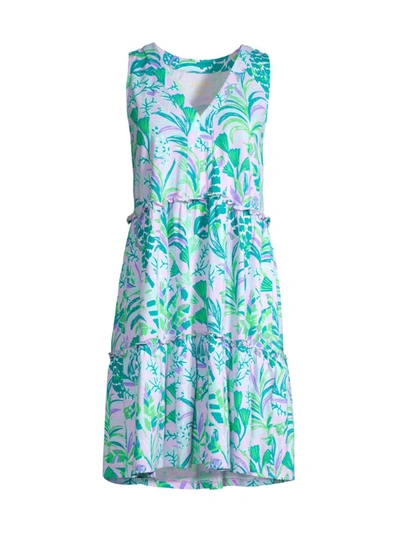 Lilly Pulitzer Lorina Tiered Sleeveless Cotton Dress In Navy Blue
