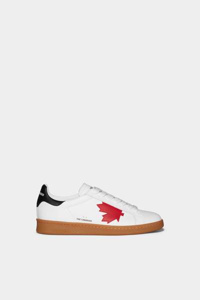 Dsquared2 Maple Leaf Boxer Leather Low Sneakers In Fantasy