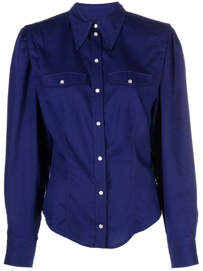 Isabel Marant Fitted.waist Long Sleeve Shirt In Blue