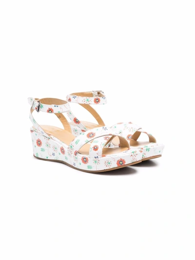 Gallucci Teen Floral-print Wedge Sandals In White