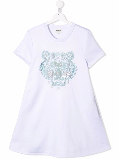 Kenzo Tiger-embroidered T-shirt Dress In 白色