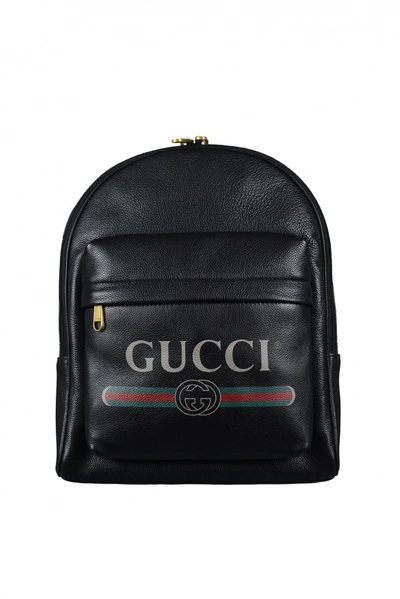 Gucci Luxury Backpack -  Backpack In Black Grained Leather With Logo