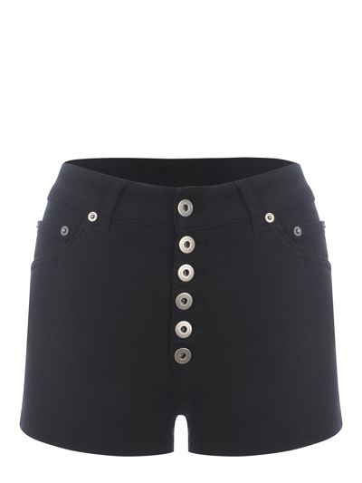 Dondup Short Klum In Cotone Stretch Nero Dp277bbs0030dptddd999