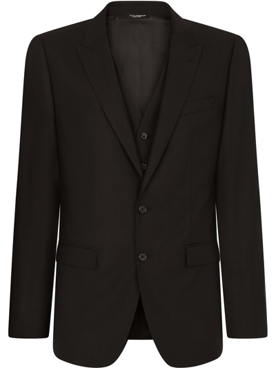 Dolce & Gabbana Three-piece Slim-fit Suit In Black