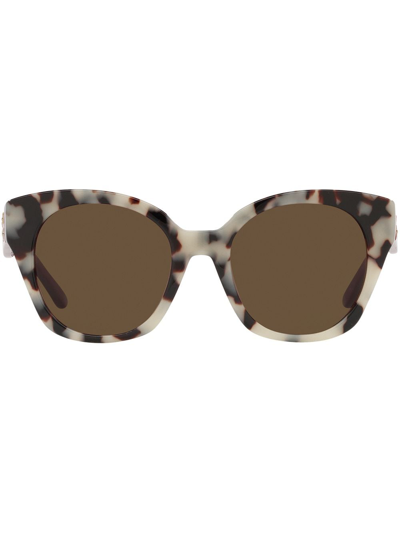 Tory Burch Oversized Acetate Cat-eye Sunglasses In Grey / Tortoise
