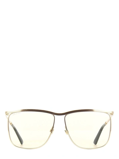 Gucci Eyewear Rectangular Frame Sunglasses In Gold
