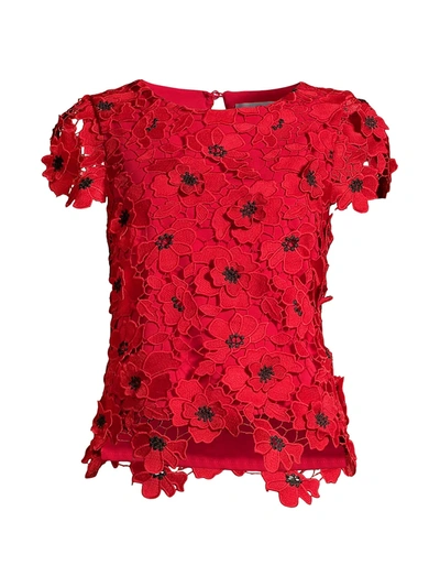 Milly 3d Poppy Flutter Lace Baby T-shirt In Red
