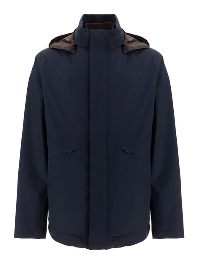Z Zegna Removable Waistcoat Jacket In Blue In Dark Blue