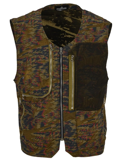 Stone Island Utility Waist Coat Multicolor In Green