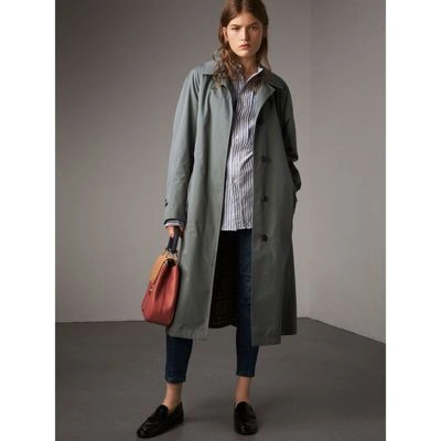 Burberry The Extra-long Brighton Car Coat In Dusty Blue | ModeSens