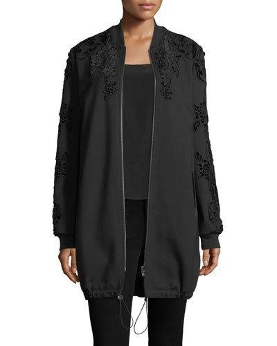 Kobi Halperin Gerri Knit Coat W/ Velvet Applique In Black