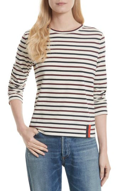 Kule Crewneck Long-sleeve Striped Cotton Top In Black/cream