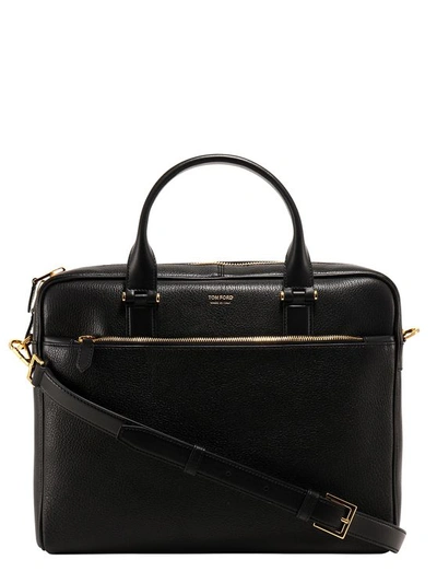 Tom Ford Leather Shoulder Bag In Black