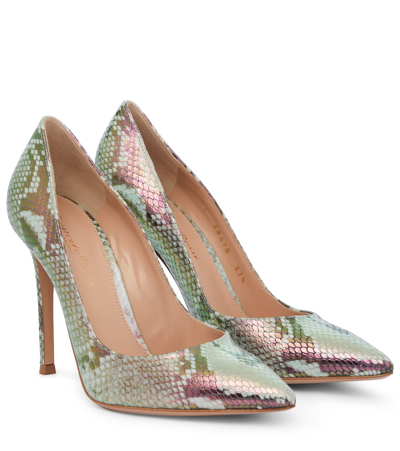 Gianvito Rossi Gianvito 105 Snake-effect Leather Pumps In Metallic