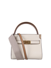 Tory Burch Lee Radziwill Petite Double Bag In New Cream/rolled Brass