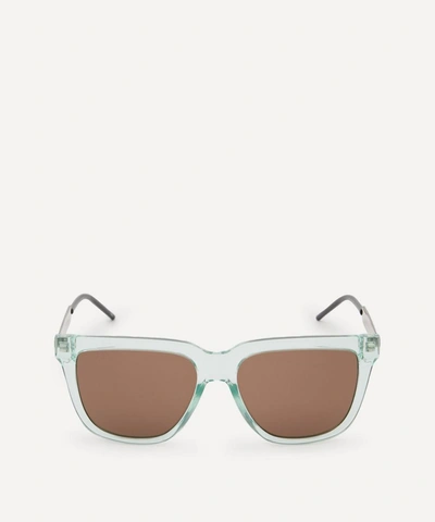 Gucci 56 Acetate Sunglasses In Green/silver/brown