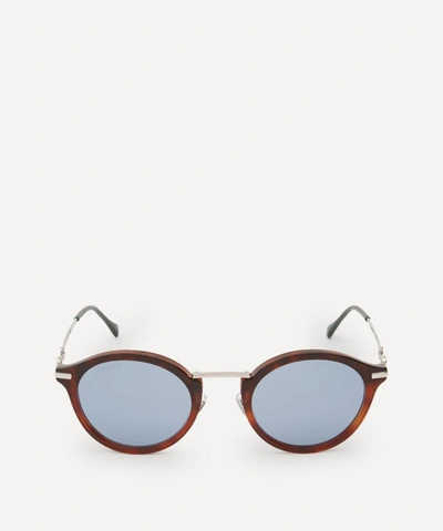 Gucci 50 Round Sunglasses In Havana/silver/blue