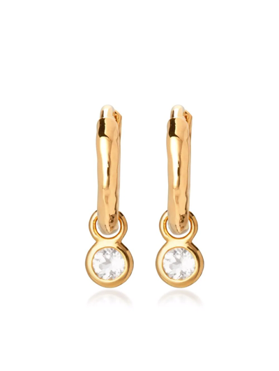 Monica Vinader 18ct Yellow Gold-plated Vermeil Sterling Silver And White Topaz Huggie Earrings