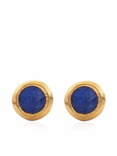 Monica Vinader Womens Lapis Siren Mini Gem Recycled 18ct Yellow-gold Plated Vermeil Sterling-silver And Lapis Stud 