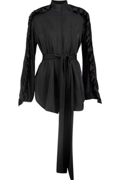 Ellery Woman Audacity Ruffle-trimmed Silk-blend Blouse Black