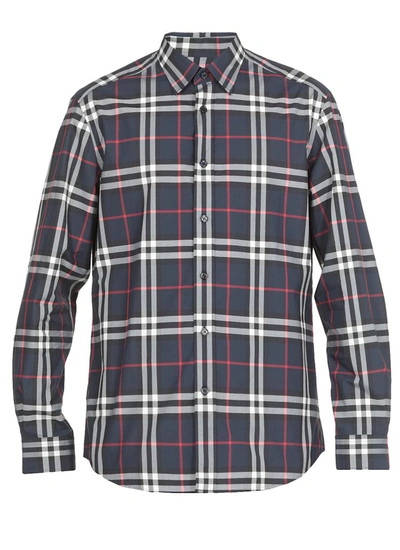 Burberry Shirts In Navy Ip Check