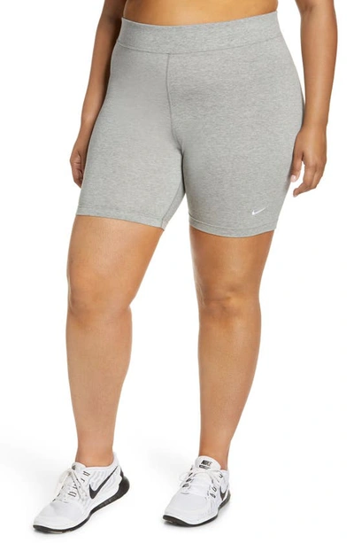 Nike Sportswear Eseential Bike Shorts In Dk Grey Heather/ White