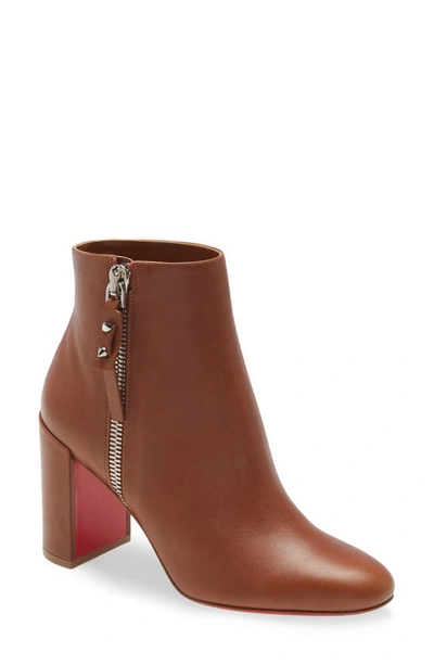 Christian Louboutin Ziptotal Leather Boots 85 In Cuoio