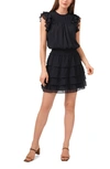 1.state Smocked Waist Tiered Miniskirt In Rich Black