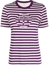Tory Burch Stripe Cotton Jersey Logo T-shirt In Bordeaux