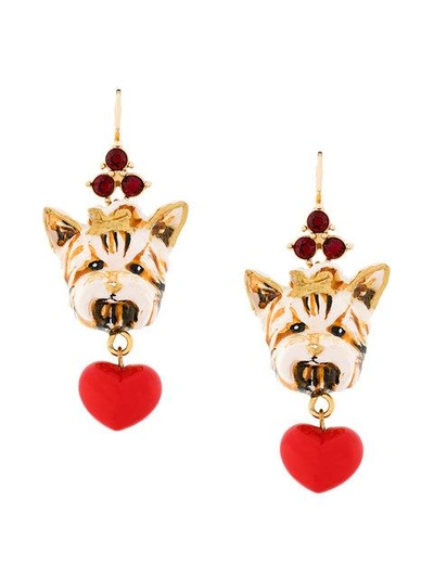 Dolce & Gabbana Dog Charm Earrings In Multi