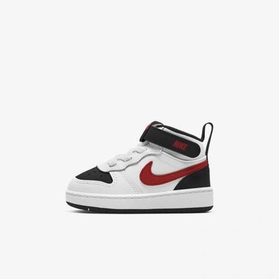 Nike Court Borough Mid 2 Baby/toddler Shoes In White,black,university Red