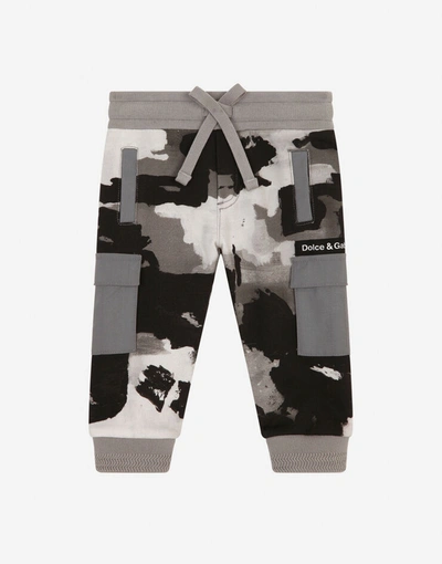 Dolce & Gabbana Kids' Jersey Jogging Trousers With Camouflage Print