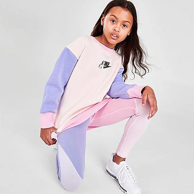 Nike Kids'  Girls' Sportswear Colorblock Oversized Sweatshirt In Orange/multi