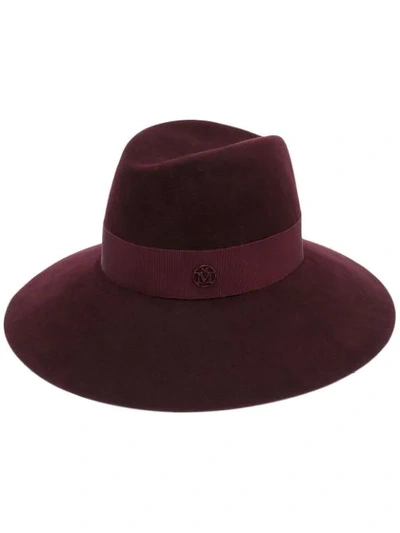 Maison Michel 'henrietta' Rabbit Furfelt Fedora Hat In Red Black