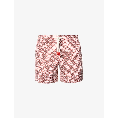 Orlebar Brown Standard Slim-fit Mid-length Printed Swim Shorts In Red
