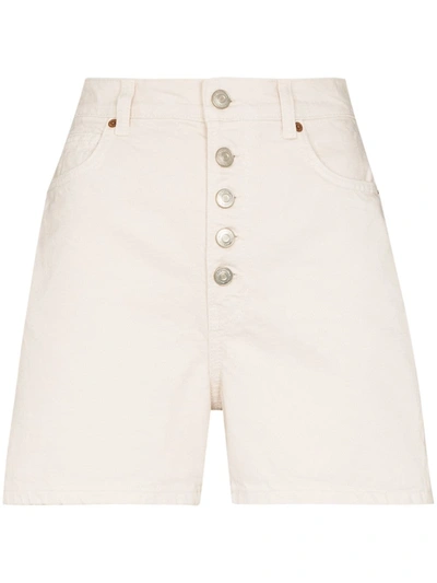 Reformation Charlie Exposed Button Fly Jeans Shorts In Neutrals
