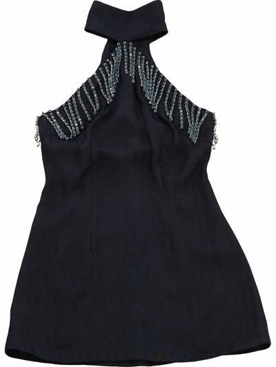 Christopher Kane Crystal-embellished Woven Mini Dress In Blue