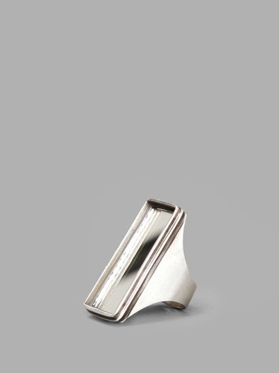 Ann Demeulemeester Silver Rectangular Ring With Mirror