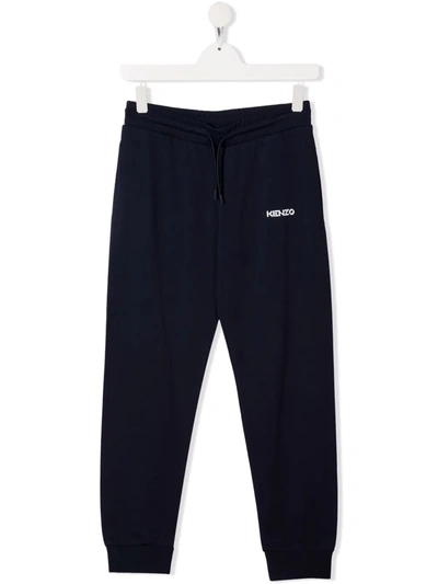 Kenzo Teen Logo-embroidered Track Trousers In Black