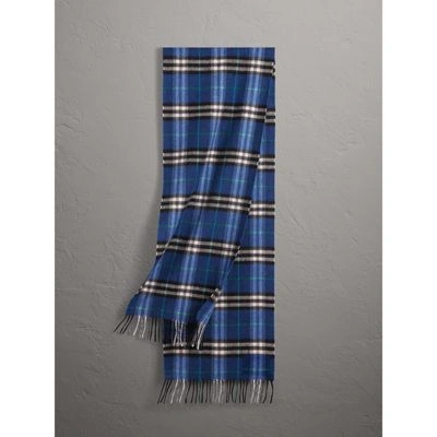 Burberry Check Cashmere Scarf In Bright Navy