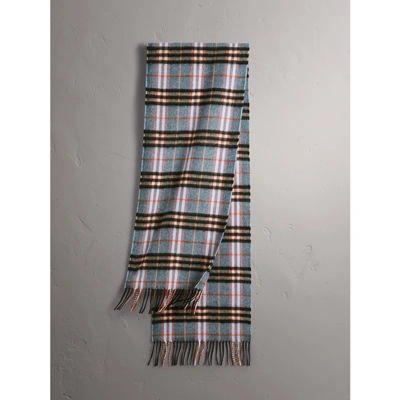 Burberry Check Cashmere Scarf In Pale Carbon Blue