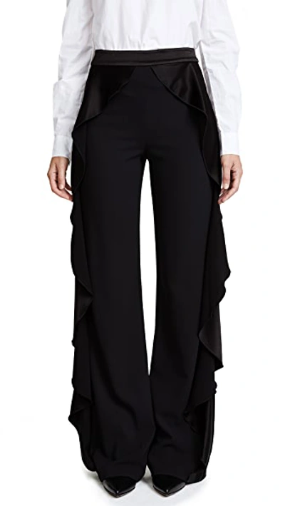 Alice And Olivia Alice + Olivia Wallace Side-ruffle Pants In Black
