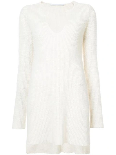 Rosetta Getty Cashmere Rib Knit Tunic Sweater In White