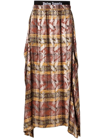 Palm Angels Palm Leaf Check Pattern Skirt In Multicolor