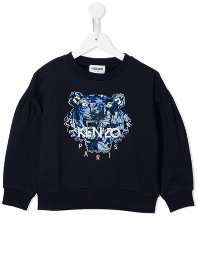 Kenzo Kids' Embroidered-logo Sweatshirt In Blue