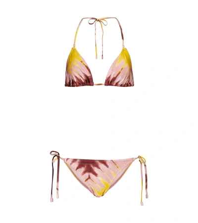 Zimmermann Shelly Mini Triangle Bikini Set In Pink/yellow